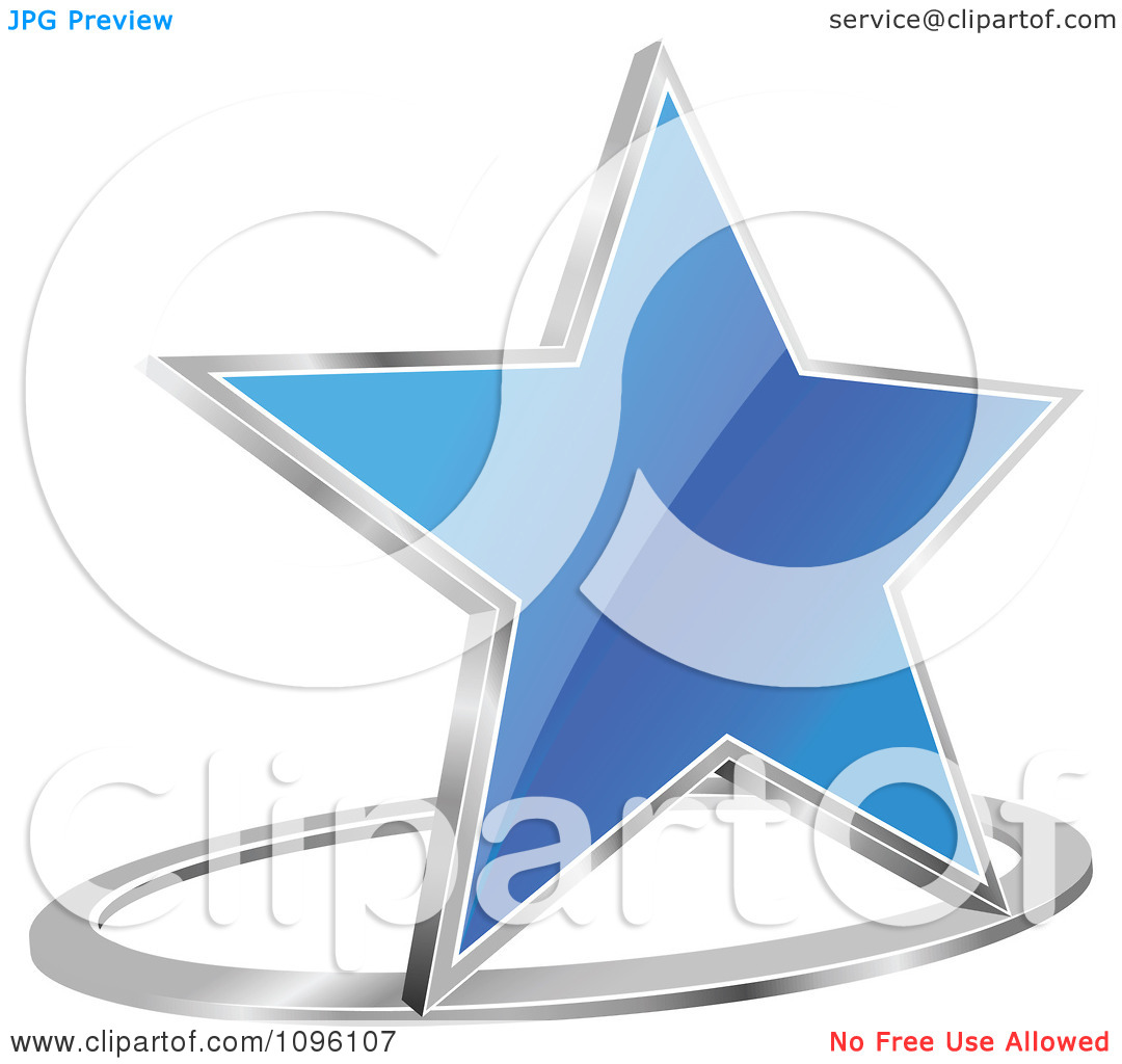 Clipart 3d Shiny Blue Star And Chrome Ring   Royalty Free Vector    