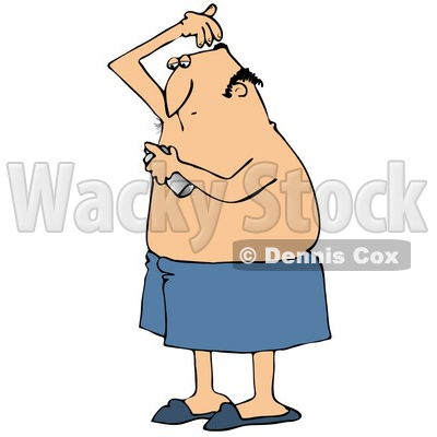 Clipart Illustration Of A White Guy Wrapped In A Towel Spraying