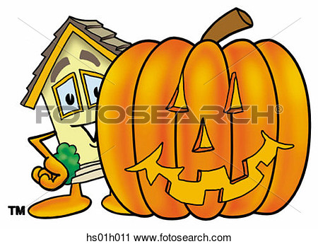 Clipart Of House With Pumpkin Hs01h011   Search Clip Art Illustration