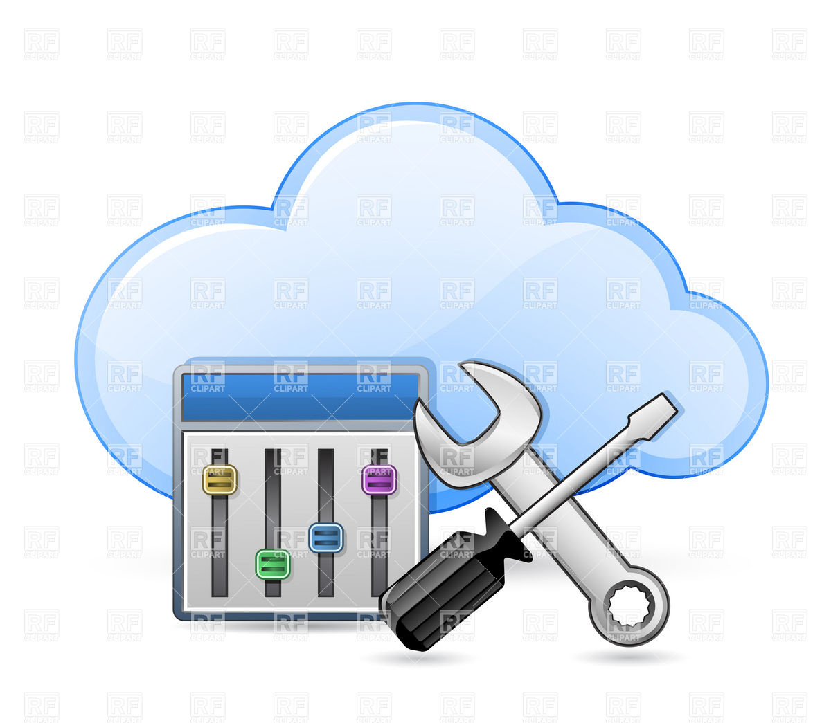 Cloud Server Optimization   Screwdriver Spanner And Cloud Vector