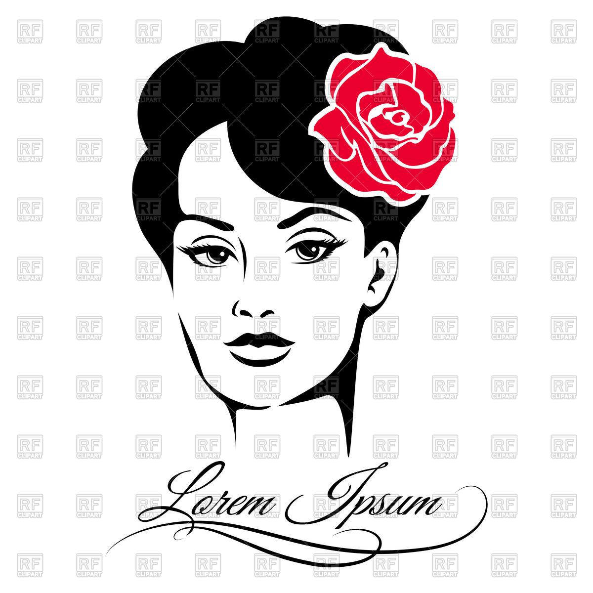 Elegant Woman With Rose Flower In Her Hair 87067 Download Royalty    