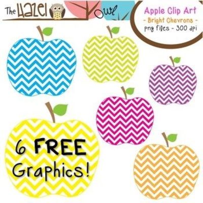 Free Bright Chevron Apple Clip Art     Preschool Items   Juxtapost