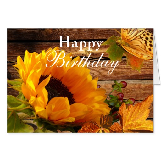 Happy Birthday Card Rustic Country Fall Sunflower Stationery Note