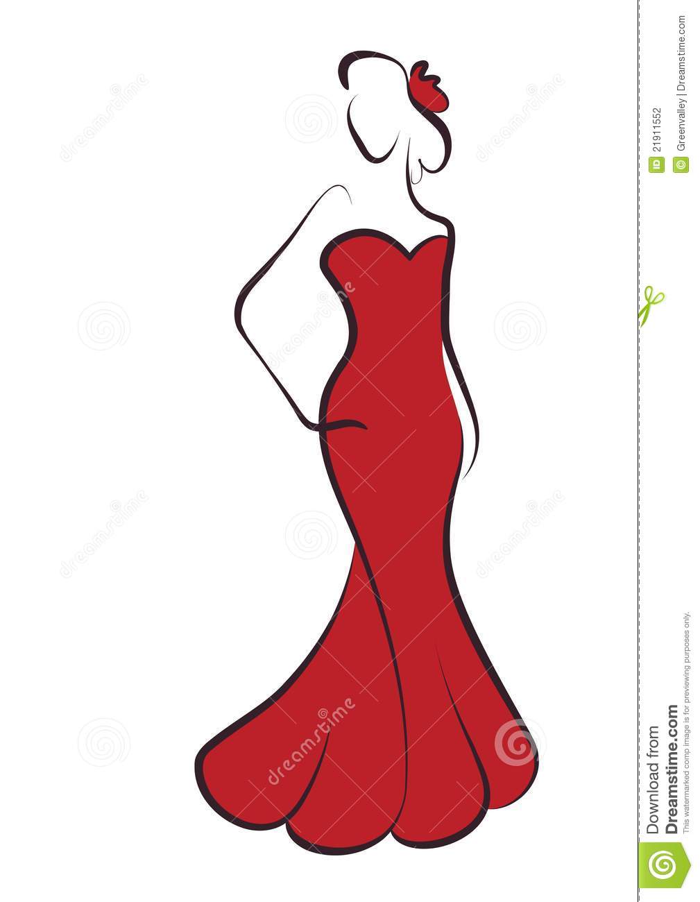 Luxurious Woman Silhouette In Red Dress Vector 