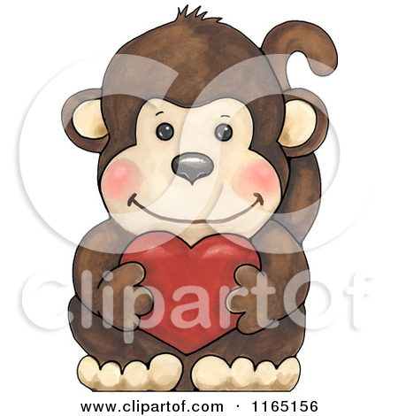     Monkey Holding A Valentine Heart   Royalty Free Clipart By Gina Jane