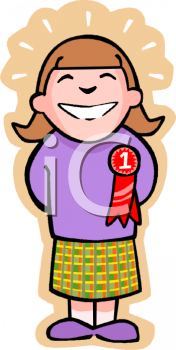 Proud Girl With A 1st Place Ribbon On Her Shirt Royalty Free Clip Art