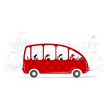 Red Bus With People On The City Street Royalty Free Stock Photography
