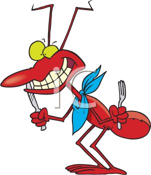 Royalty Free Clip Art Image  Cartoon Of A Red Ant With A Fork And    