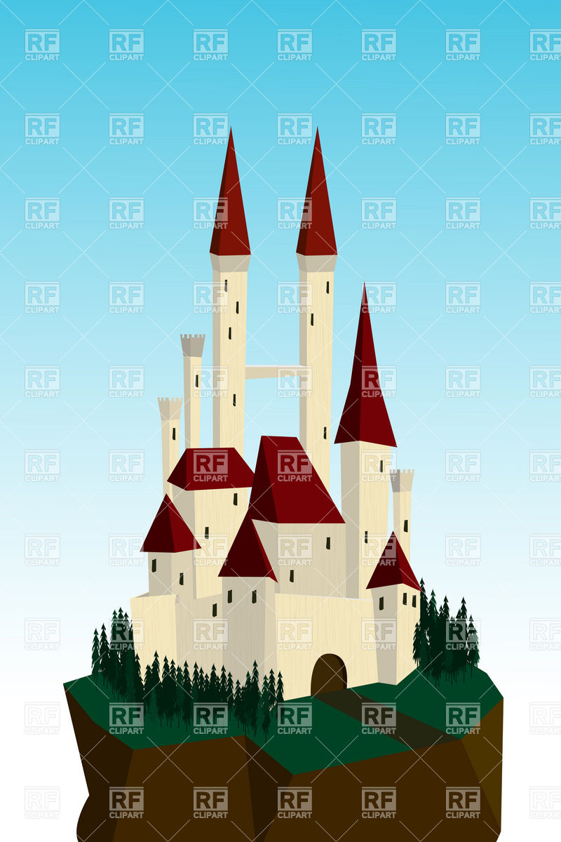 White Castle On A Cliff Download Royalty Free Vector Clipart  Eps