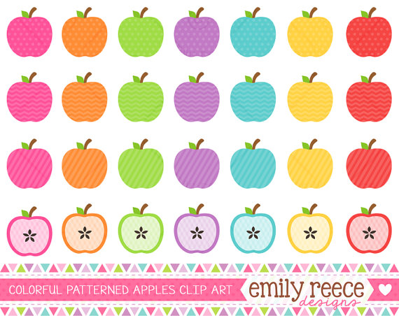 Apples Colorful Polka Dot Chevron Stripes Cute Clip Art   Commercial