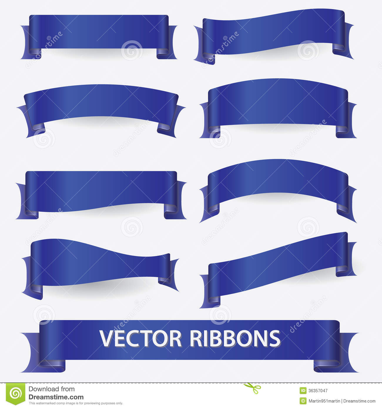 Blue Ribbon Banners Set Eps10