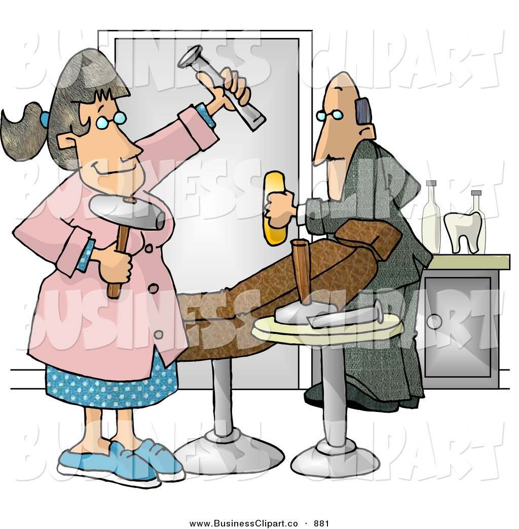 Clip Art Of A Scared Man Leaving Female Hygienist S Old Fashioned