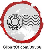 Clipart Illustration Of A Grungy Red White And Black Circular Postal