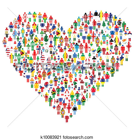 Clipart Of Love Concept  Heart Made Of People  People Are Made Of All