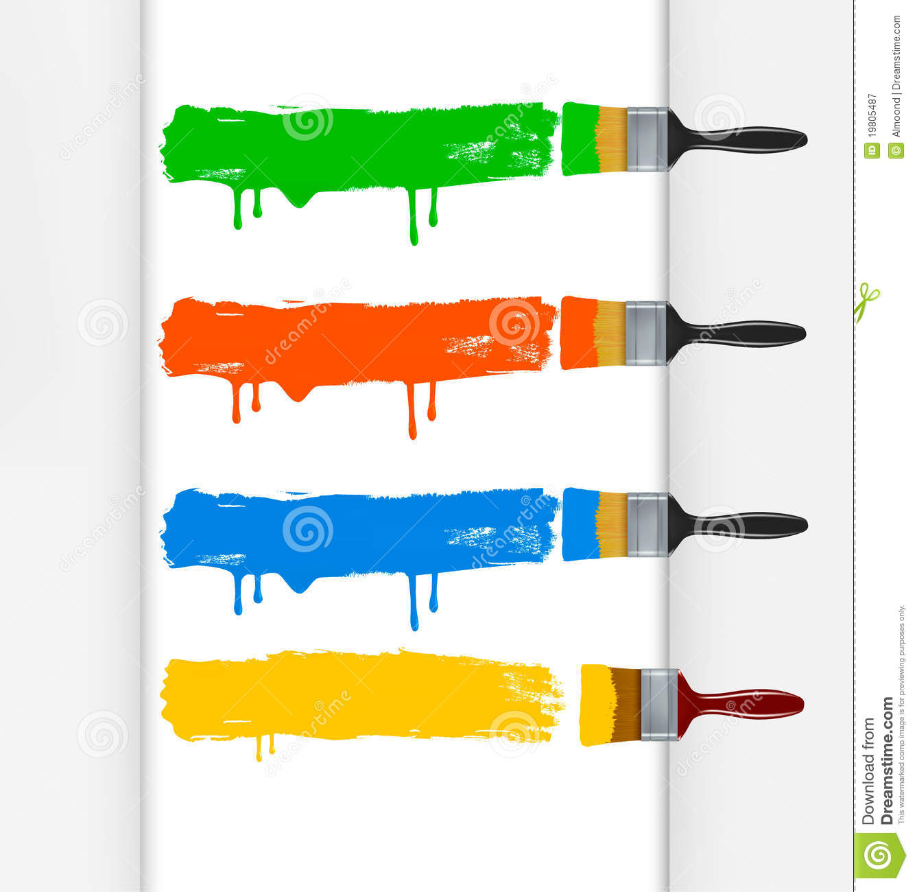Colorful Paint Brushes Leaving A Horizontal Trail  Vector Illustration