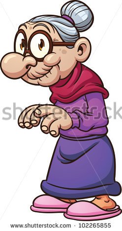 Cute Cartoon Grandmother  Vector Illustration With Simple Gradients