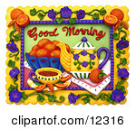     Good Morning With Tea Oranges And Morning Glories Clipart Picture Jpg