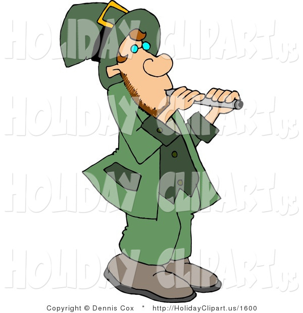 Holiday Clip Art Of A Red Haired Leprechaun Playing A Piccolo By Djart