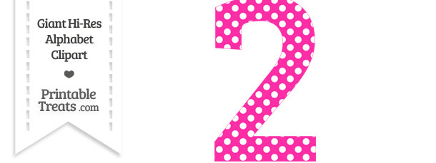 Hot Pink Polka Dot Number 2 Clipart