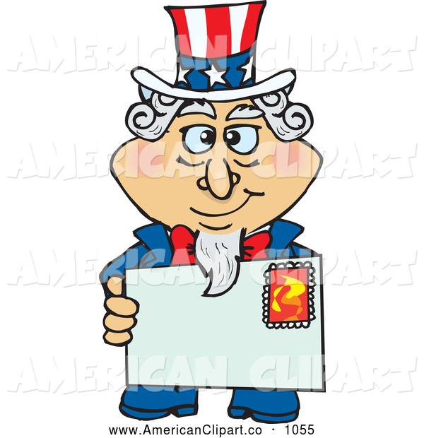 Illustration Of A Happy American Uncle Sam Holding A Stamped Envelope