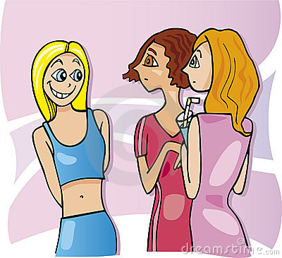 Illustration Of Two Girls Talking And Third Wants To Talk With Them