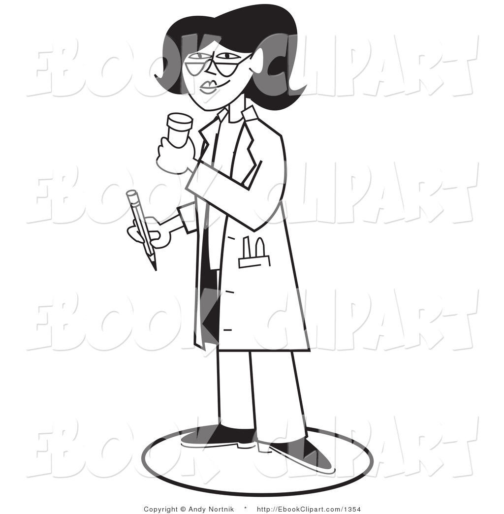 Larger Preview  Vector Clip Art Of A Coloring Page Of A Female Doctor