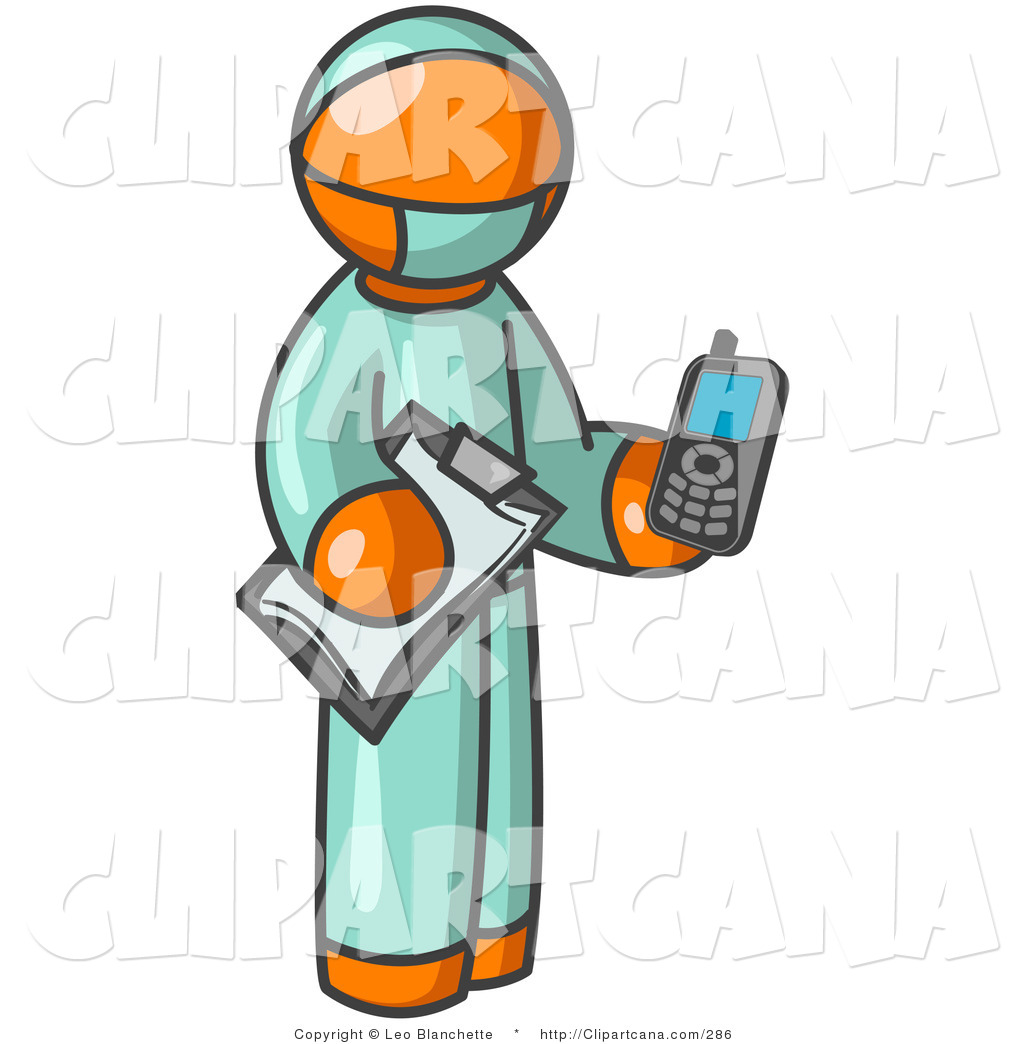 Larger Preview  Vector Clip Art Of An Orange Male Surgeon Holding A