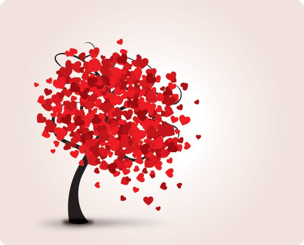 Lovely Tree Vector Graphic   Valentine Hearts Love