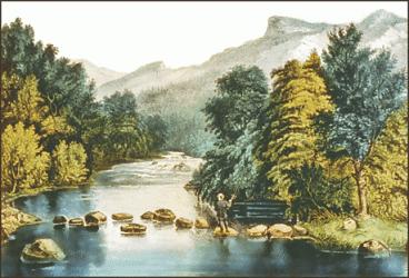 Picture Postcard Mountain And River Scene