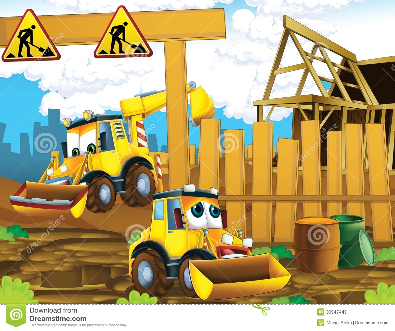 The Cartoon Digger   Illustration For The Children Royalty Free Stock