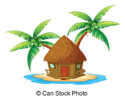 An Island With A Nipa Hut   Illustration Of An Island With A