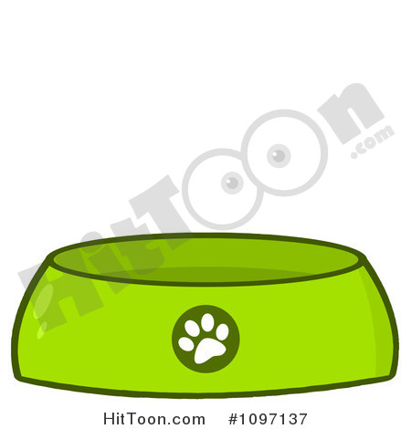 Clipart Green Dog Bowl Food Dish With A Paw Print   Royalty Free
