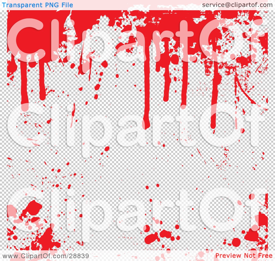 Clipart Illustration Of A Red Blood Splatters Dripping Over A White