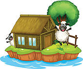 Clipart Of An Island With A Small Nipa Hut K17773265   Search Clip Art