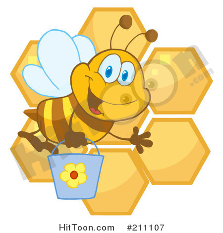 Cute Bee Clipart Cute Bee Waving Over Honeycombs Cute Bee