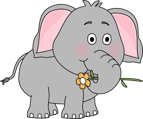 Elephant With Flower Clip Art   