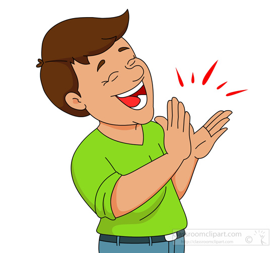 Expressions   Man Laughing And Clapping His Hands   Classroom Clipart