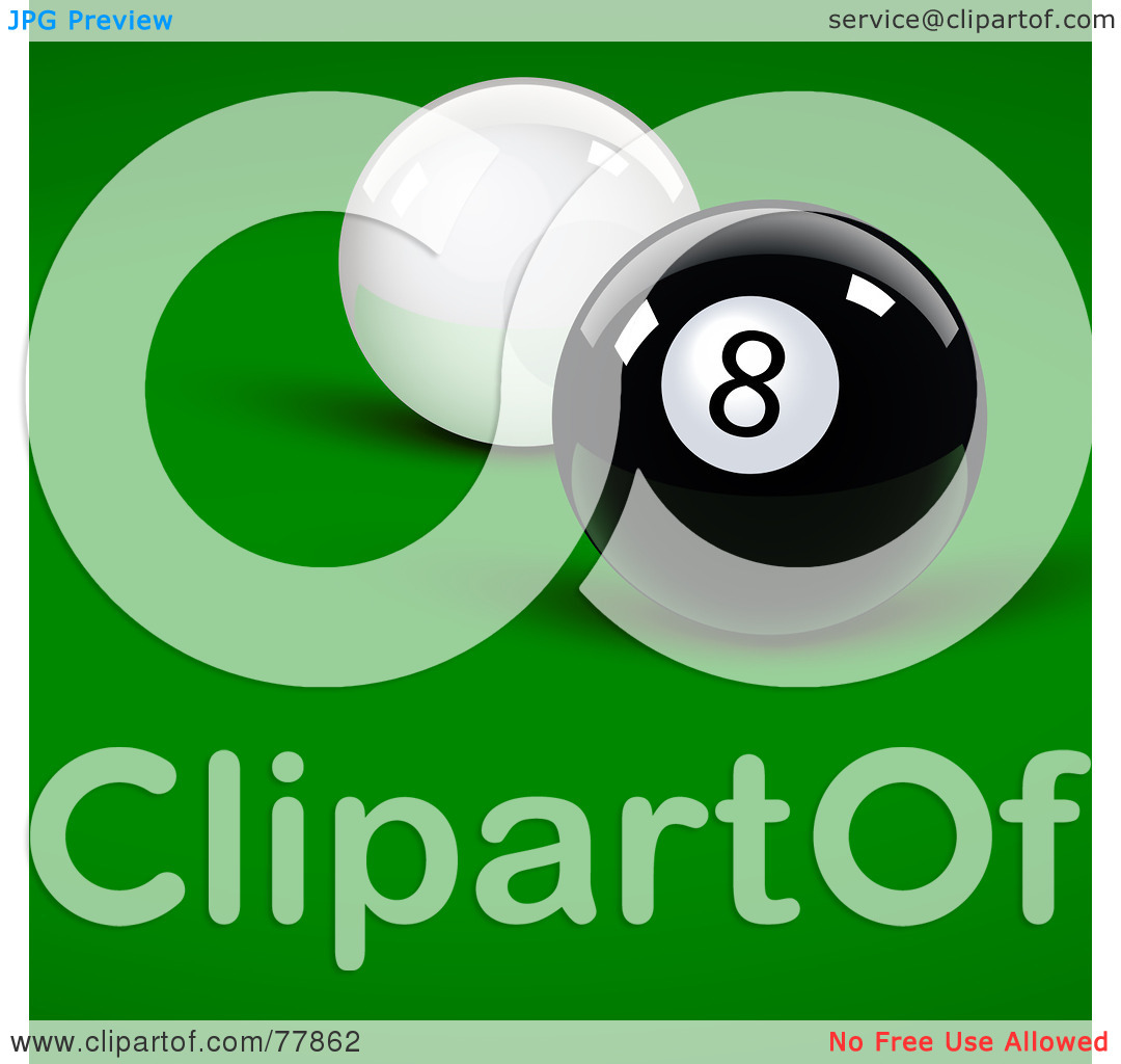 Rf  Clipart Illustration Of A White Cue Ball Behind An Eight Ball
