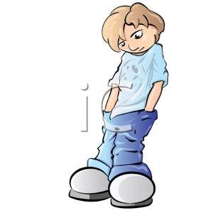 Sulking Teenage Boy Leaning Against The Wall Clipart Image