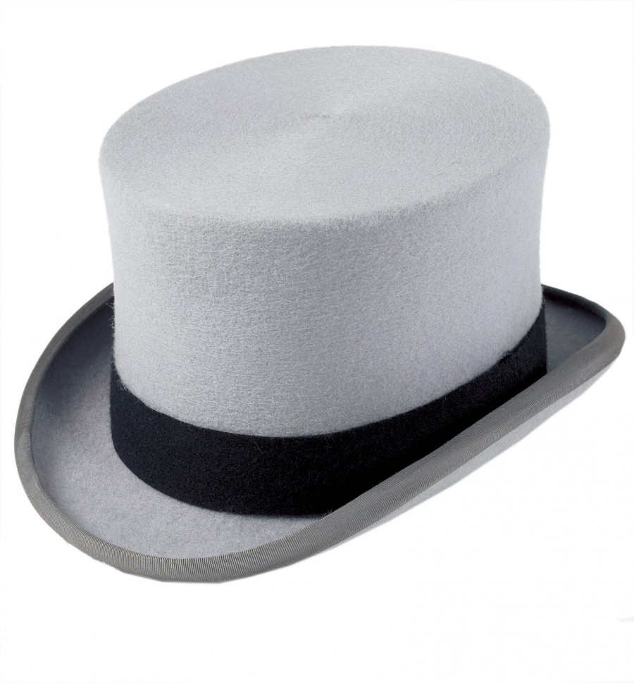 Traditional Wool Felt Top Hat   Grey 2561w   The Hat Company