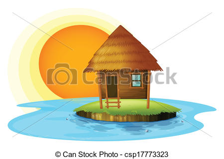 Vector   An Island With A Nipa Hut   Stock Illustration Royalty Free