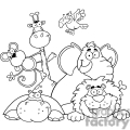 Black And White Outline Of Jungle Animals