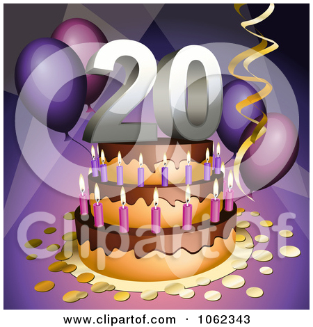 Clipart 3d 20th Birthday Or Anniversary Party Cake   Royalty Free