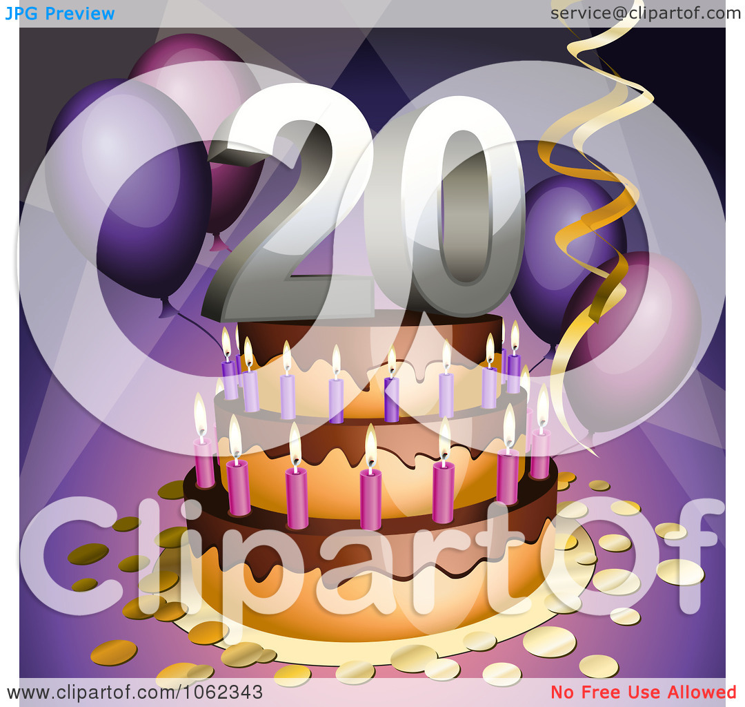 Clipart 3d 20th Birthday Or Anniversary Party Cake   Royalty Free    
