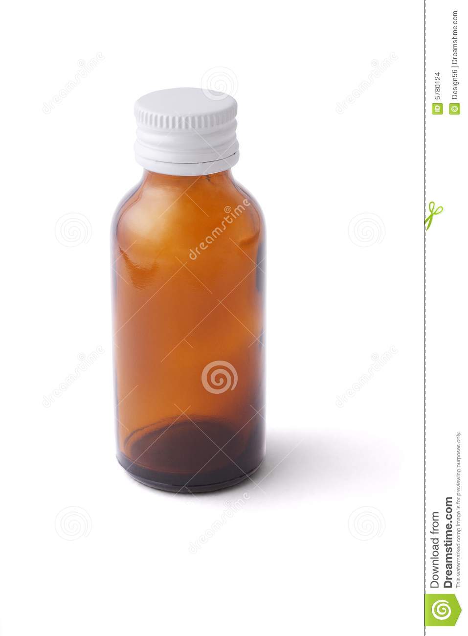 Empty Medicine Bottle With White Cap On White Background