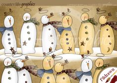Free Primitive Clip Art   Snowmen Clipart At Country Life Graphics    
