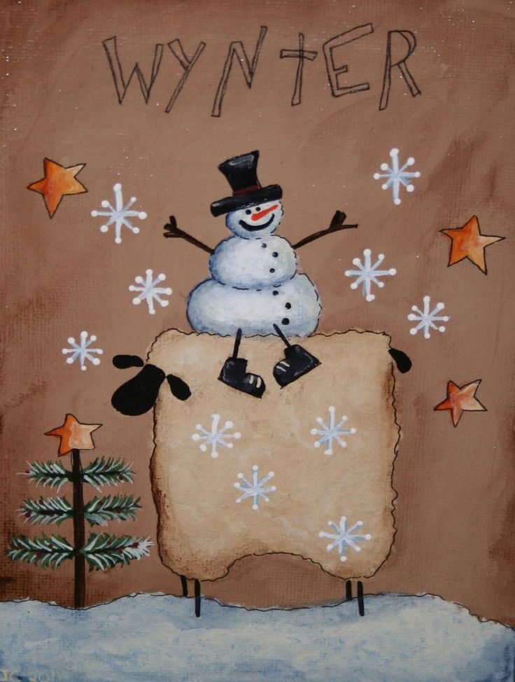 Free Primitive Images To Paint On Wood       Primitive Snowman And    