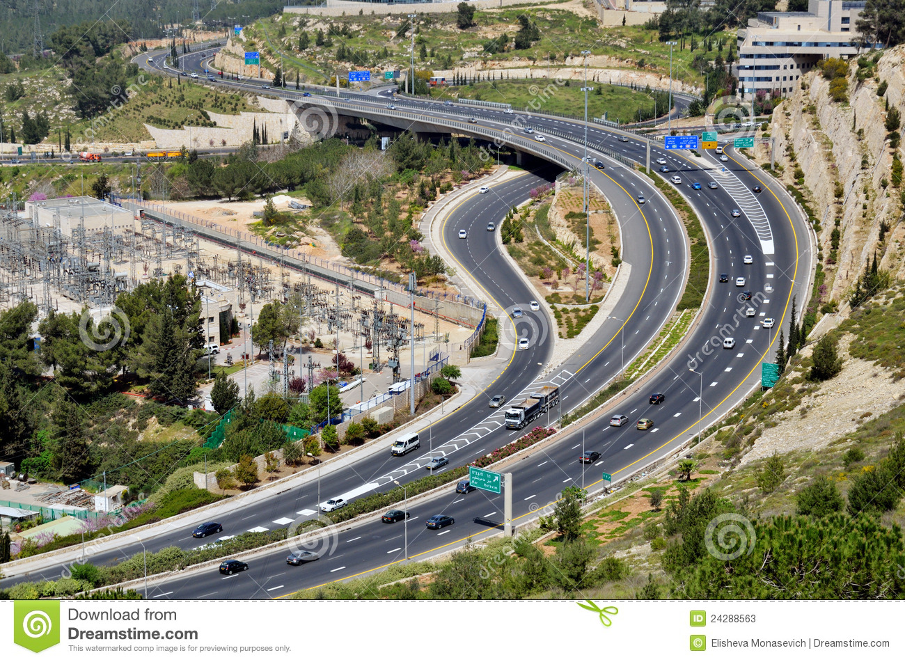 Highway With Many Cars In Jerusalem Top View Stock Photos   Image