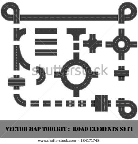 Modern Highway Map Toolkit  Top View Position  Connectible Road