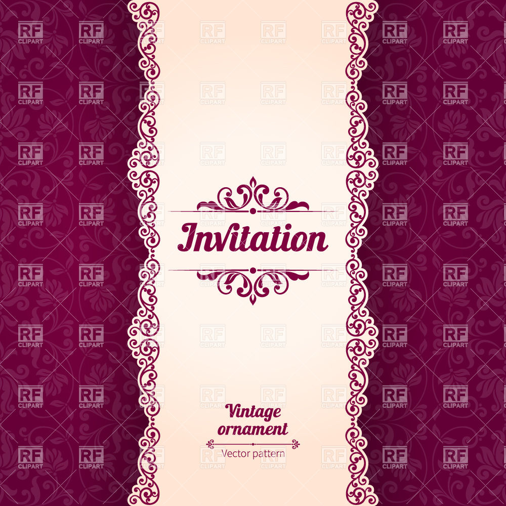 Name   Vintage Invitation Card Template With Damask Ornament And